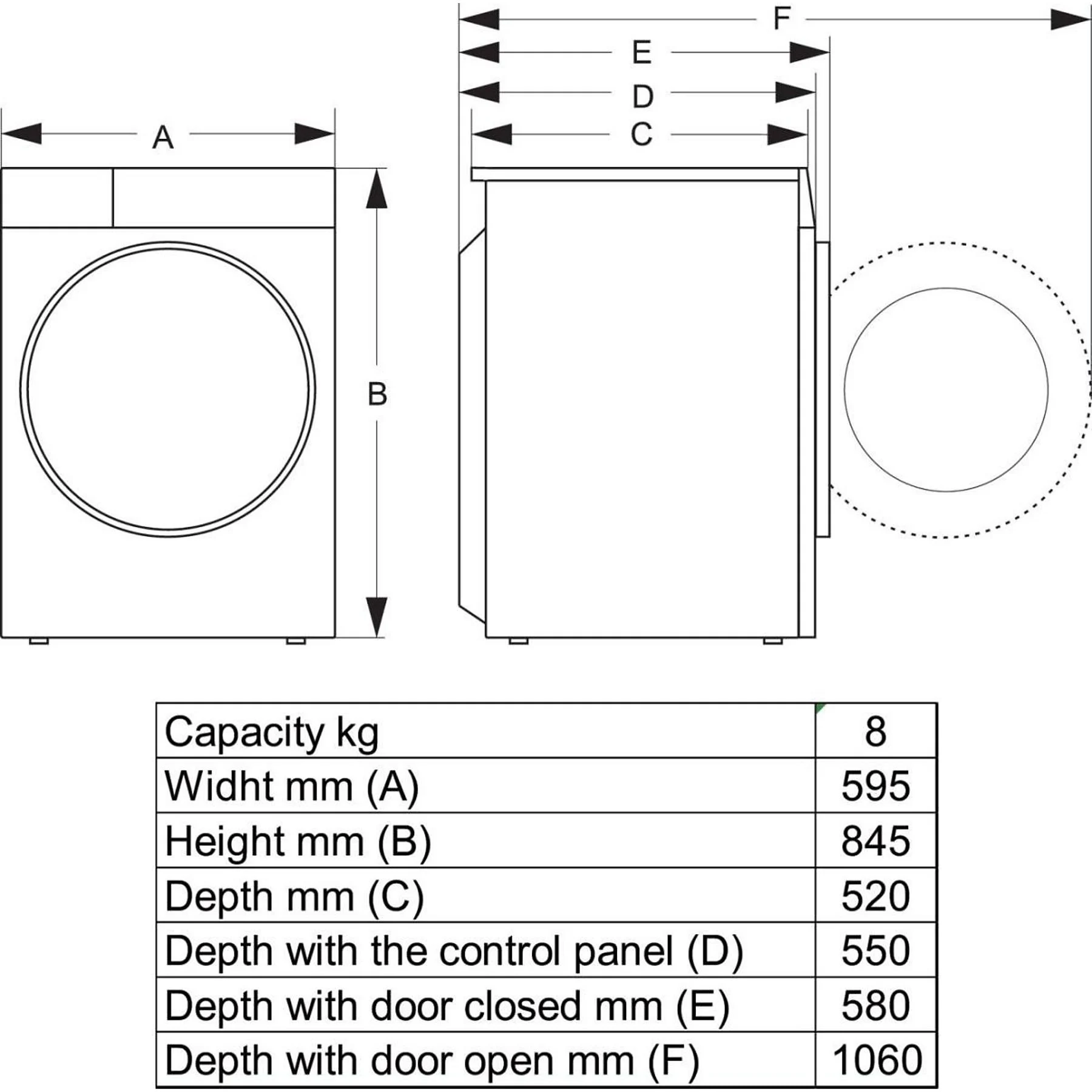 HISENSE DH3S802BW3 warmtepompdroger (8 kg, wit) - Image 6